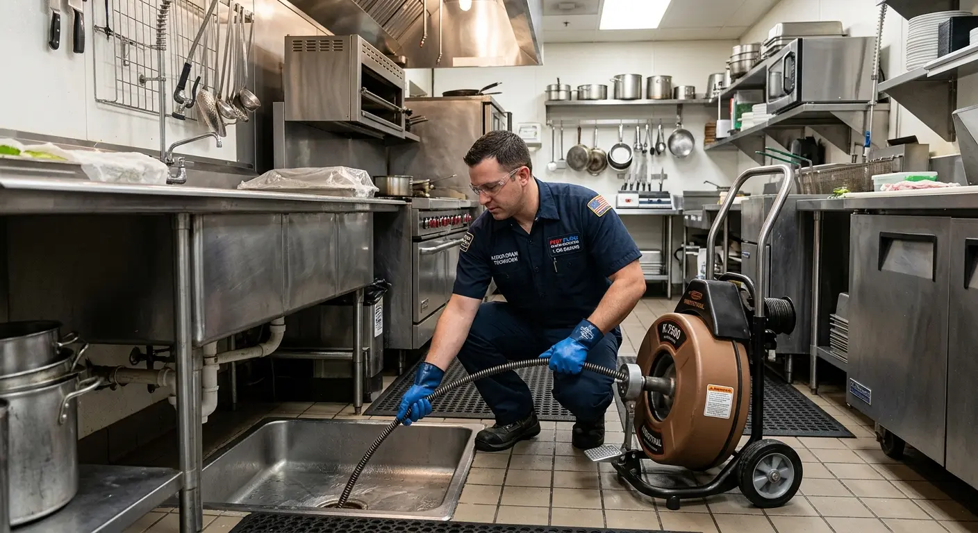 Commercial drain cleaning service in a restaurant kitchen in Shakopee